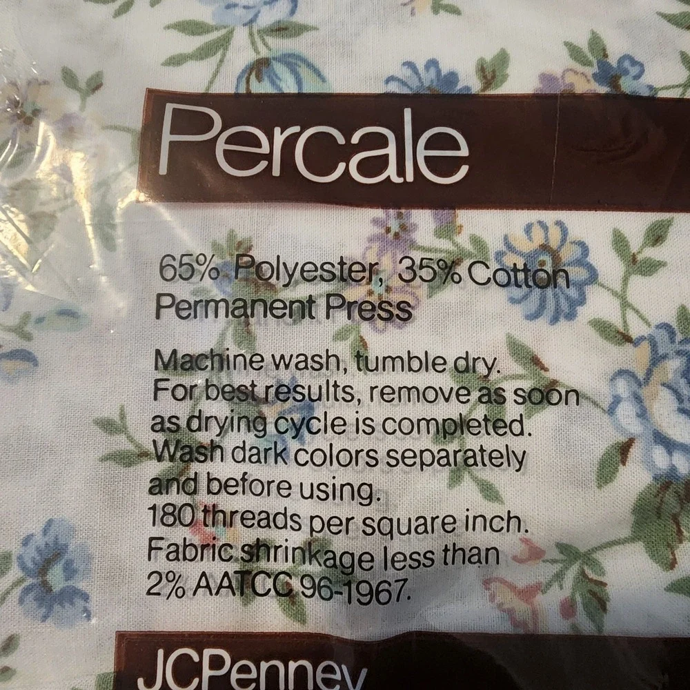 JC Penny Percale Twin Flat & Fitted Sheet Vtg. 180 Count